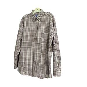 Vintage Pendleton Worsted Wool Shirt Men Large Brown Plaid button down lng slve